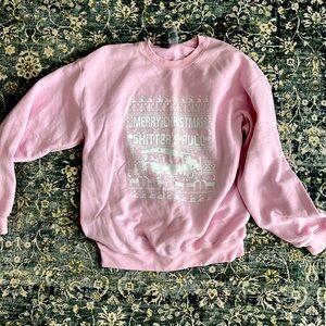 Women’s Pink Christmas Sweatshirt- Merry Christmas Shitters Full